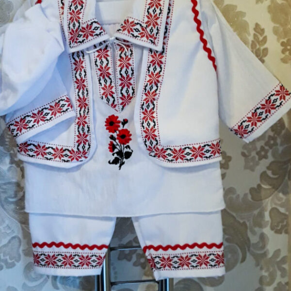 Costum tradițional bebe-baiat,varsta:0-3 luni si 3-6 luni,