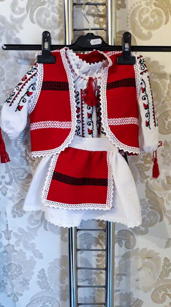 Costum tradițional bebe-fetita,varsta:0-3luni si 3-6 luni