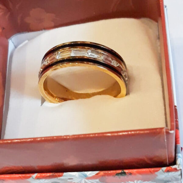 Inel tip verigheta,placat cu aur de 24k,cu model