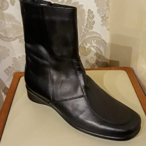 Botine damă,din piele,imblanite,toc lat